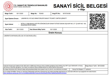 Labarm Sanayi Sicil Belgesi